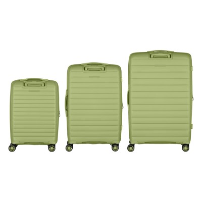 Набір валіз 2E, Aero, поліпропілен, (L+M+S),TSA, 4 колеса, EXP, оливково-зелений (2E-SPP-AERO-SET3-MG)