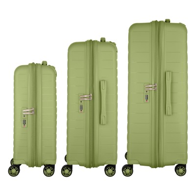 Набір валіз 2E, Aero, поліпропілен, (L+M+S),TSA, 4 колеса, EXP, оливково-зелений (2E-SPP-AERO-SET3-MG)