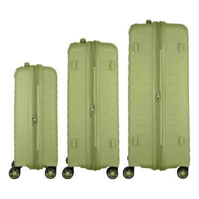 Набір валіз 2E, Aero, поліпропілен, (L+M+S),TSA, 4 колеса, EXP, оливково-зелений (2E-SPP-AERO-SET3-MG)
