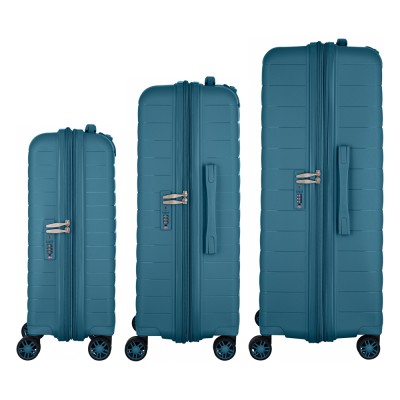 Набір валіз 2E, Aero, поліпропілен, (L+M+S),TSA, 4 колеса, EXP, синій (2E-SPP-AERO-SET3-TB)