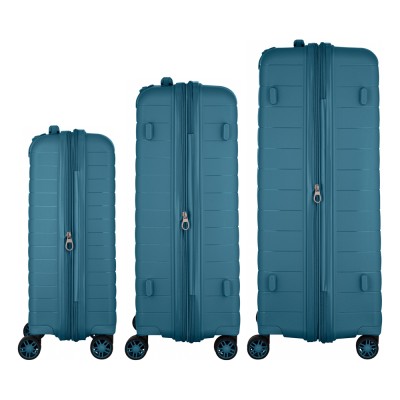 Набір валіз 2E, Aero, поліпропілен, (L+M+S),TSA, 4 колеса, EXP, синій (2E-SPP-AERO-SET3-TB)