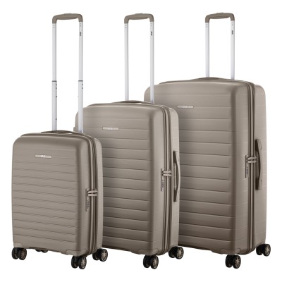 Набір валіз 2E, Aero, поліпропілен, (L+M+S),TSA, 4 колеса, EXP, сіро-коричневий (2E-SPP-AERO-SET3-TP)