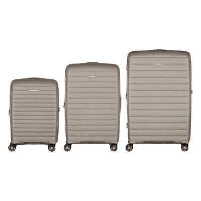 Набір валіз 2E, Aero, поліпропілен, (L+M+S),TSA, 4 колеса, EXP, сіро-коричневий (2E-SPP-AERO-SET3-TP)