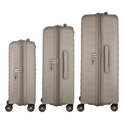 Набір валіз 2E, Aero, поліпропілен, (L+M+S),TSA, 4 колеса, EXP, сіро-коричневий (2E-SPP-AERO-SET3-TP)