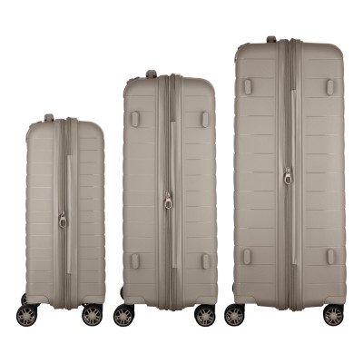 Набір валіз 2E, Aero, поліпропілен, (L+M+S),TSA, 4 колеса, EXP, сіро-коричневий (2E-SPP-AERO-SET3-TP)