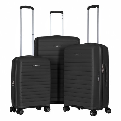 Набір валіз 2E, Aero, поліпропілен, (L+M+S),TSA, 4 колеса, EXP, чорний (2E-SPP-AERO-SET3-BK)