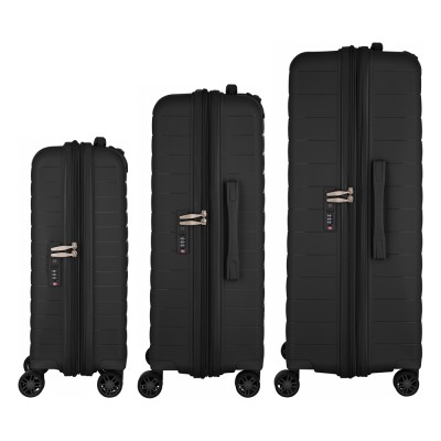 Набір валіз 2E, Aero, поліпропілен, (L+M+S),TSA, 4 колеса, EXP, чорний (2E-SPP-AERO-SET3-BK)