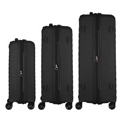 Набір валіз 2E, Aero, поліпропілен, (L+M+S),TSA, 4 колеса, EXP, чорний (2E-SPP-AERO-SET3-BK)