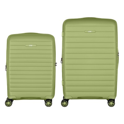 Набір валіз 2E, Aero, поліпропілен, (M+S),TSA, 4 колеса, EXP, оливково-зелений (2E-SPP-AERO-SET2-MG)