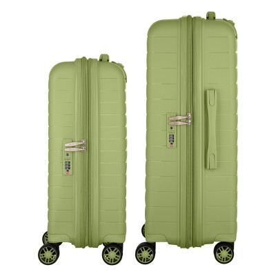 Набір валіз 2E, Aero, поліпропілен, (M+S),TSA, 4 колеса, EXP, оливково-зелений (2E-SPP-AERO-SET2-MG)