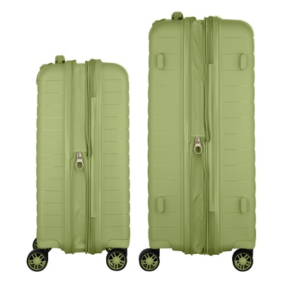 Набір валіз 2E, Aero, поліпропілен, (M+S),TSA, 4 колеса, EXP, оливково-зелений (2E-SPP-AERO-SET2-MG)