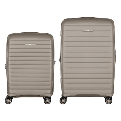 Набір валіз 2E, Aero, поліпропілен, (M+S),TSA, 4 колеса, EXP, сіро-коричневий (2E-SPP-AERO-SET2-TP)