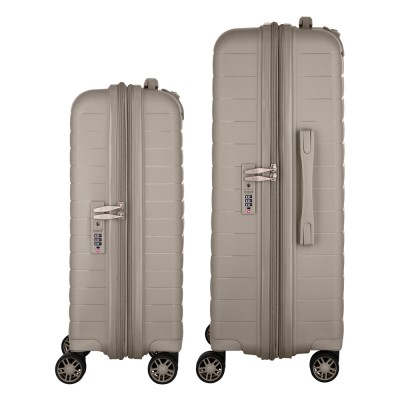 Набір валіз 2E, Aero, поліпропілен, (M+S),TSA, 4 колеса, EXP, сіро-коричневий (2E-SPP-AERO-SET2-TP)