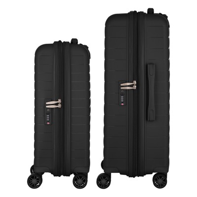 Набір валіз 2E, Aero, поліпропілен, (M+S),TSA, 4 колеса, EXP, чорний (2E-SPP-AERO-SET2-BK)