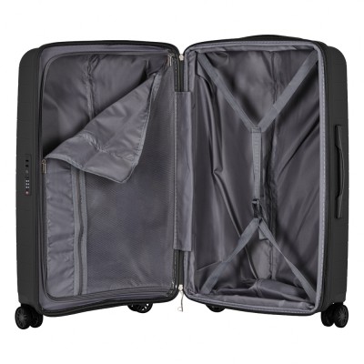 Набір валіз 2E, Aero, поліпропілен, (M+S),TSA, 4 колеса, EXP, чорний (2E-SPP-AERO-SET2-BK)