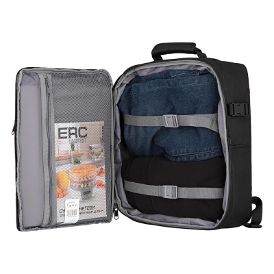 Набір валіз 2E, Trek, (L+M+S), TSA, 4 колеса, + 3 рюкзаки Cabin (2E-BPET-CABIN-BK), поліестр, чорний (2E-SPE-TREK-SET6-BK)