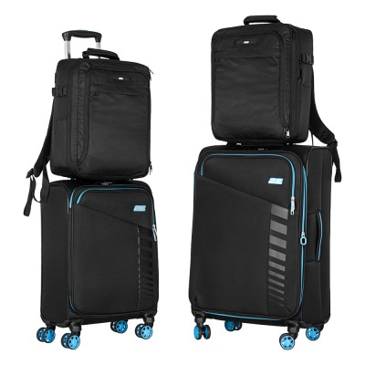 Набір валіз 2E, Trek, (M+S), TSA, 4 колеса, + 2 рюкзаки Cabin (2E-BPET-CABIN-BK), поліестр, чорний (2E-SPE-TREK-SET4-BK)