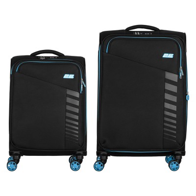 Набір валіз 2E, Trek, (M+S), TSA, 4 колеса, + 2 рюкзаки Cabin (2E-BPET-CABIN-BK), поліестр, чорний (2E-SPE-TREK-SET4-BK)