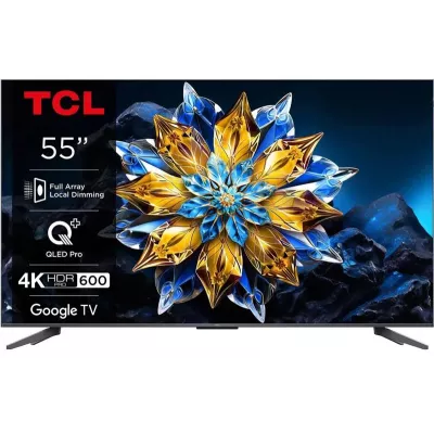 Телевізор 55" TCL QLED Pro 4K 60Hz Smart Google TV Black ONKYO sound (55C69BPRO)