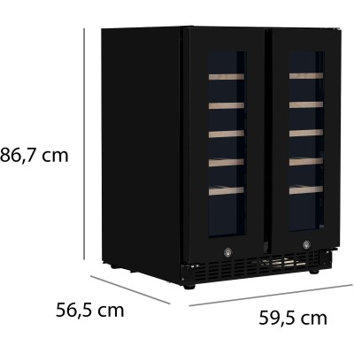 Холодильник Philco для вина, 87x60x57, холод.відд.-116л, зон - 2, бут-40, диспл, підсвітка, чорний (PW40GDC)