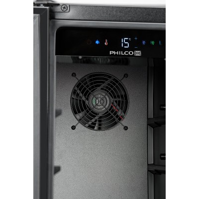 Холодильник Philco для вина, 87x60x57, холод.відд.-116л, зон - 2, бут-40, диспл, підсвітка, чорний (PW40GDC)