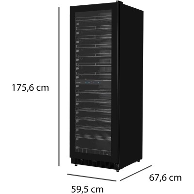 Холодильник Philco для вина,176x60x68, холод.відд.-418л, зон - 2, бут-131, диспл, підсвітка, чорний (PW131GDC)