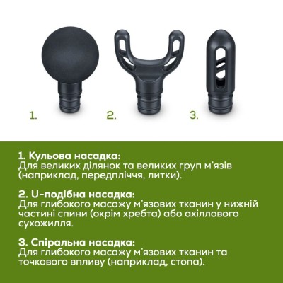 Масажер Beurer для тіла, літій- іонний акум., вага - 0,49кг, 3 насадки, чорний (MG_89_LE)