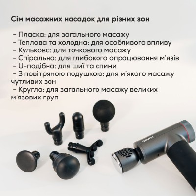 Масажер Beurer для тіла, літій- іонний акум., вага - 1,035кг, змінний чохол, чорний (MG_195_LE)