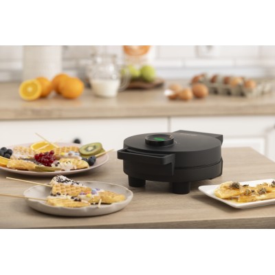 Міні-гриль Gorenje 1000Вт, алюміній, пластина д/вафель, корпус-метал, чорний (WM1000B)