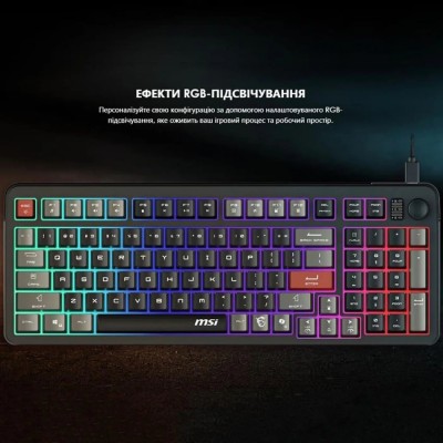 Клавіатура мембранна MSI FORGE GK110 UA 98key, USB-A, EN/UKR/RU, LED, чорний (S11-04UA226-HH9)