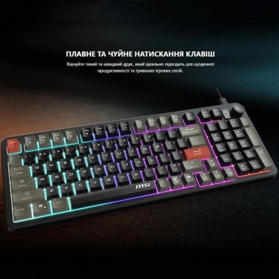 Клавіатура мембранна MSI FORGE GK110 UA 98key, USB-A, EN/UKR/RU, LED, чорний (S11-04UA226-HH9)