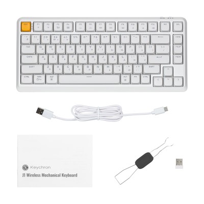 Клавіатура механічна Keychron J1 82Key, K pro Red, WL/BT/USB-A, QMK, Hot-swap, EN/UKR, RGB, білий (J1-Q1-UA)