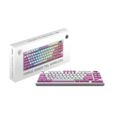 Клавіатура механічна MSI FORGE GK600 TKL W VIOLET UA 83key, mechanical Linear, USB-A, Wireless, Bluetooth, EN/UKR/RU, RGB, фіоле