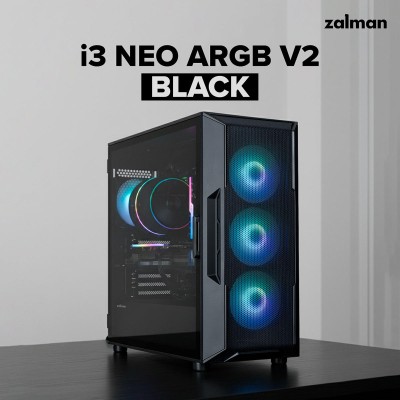 Корпус Zalman I3 Neo ARGB V2 без БЖ, 2xUSB3.0, 1x Type C, 4x120мм ARGB, VGA 355мм, LCS ready, TG Side Panel, ATX, чорний (I3NEOA
