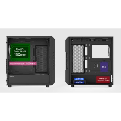 Корпус Zalman I3 Neo ARGB V2 без БЖ, 2xUSB3.0, 1x Type C, 4x120мм ARGB, VGA 355мм, LCS ready, TG Side Panel, ATX, чорний (I3NEOA
