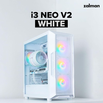Корпус Zalman I3 Neo V2 без БЖ 2xUSB3.0, 1x Type C, 4x120мм RGB, VGA 400мм, LCS ready, TG Side Panel, ATX, білий (I3NEOV2WHITE)