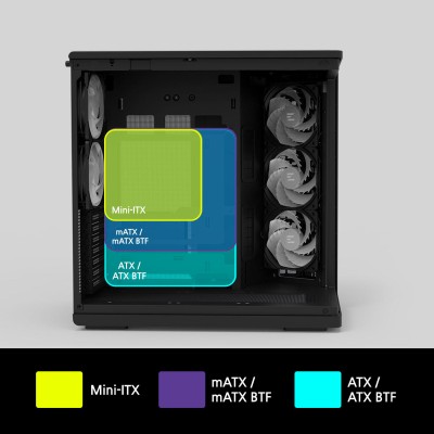 Корпус Zalman P60 без БЖ, 2xUSB3.0, 1x Type C, 3x120мм ARGB Reverse, 2x120мм ARGB, VGA 435мм, LCS ready, Curved Tempered Glass, 