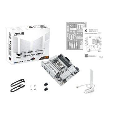 Материнcька плата ASUS TUF GAMING B850M-PLUS WIFI7 W sAM5 B850 4xDDR5 M.2 HDMI DP Wi-Fi BT mATX білий (90MB1MD0-M0EAY0)