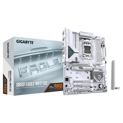 Материнська плата GIGABYTE B850 EAGLE WF7 ICE sAM5 B850 4xDDR5 M.2 Wi-Fi BT HDMI DP ATX (B850_EAGLE_WF7_ICE)