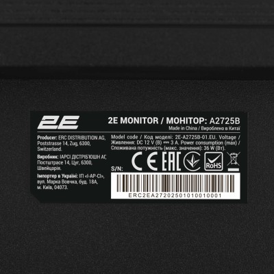 Монітор 2E 27" A2725B D-Sub, HDMI, VA, 100Hz (2E-A2725B-01.EU)