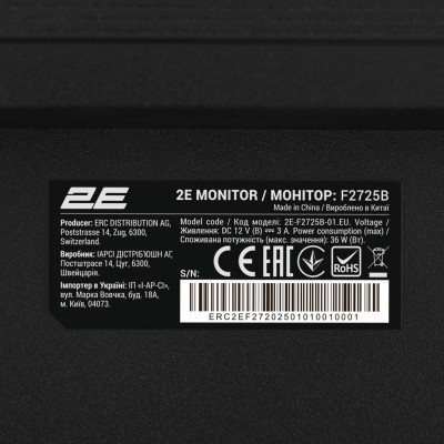 Монітор 2E 27" F2725B D-Sub, HDMI, IPS, 100Hz (2E-F2725B-01.EU)
