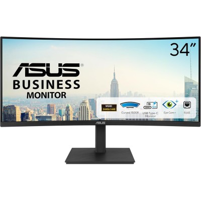Монітор Asus 34" VA34VCPSR HDMI, DP, USB-C, 3xUSB, RJ-45, MM, VA, 3440x1440, 21:9, 100Hz, 4ms, CURVED, AdaptiveSync, HAS (90LM08