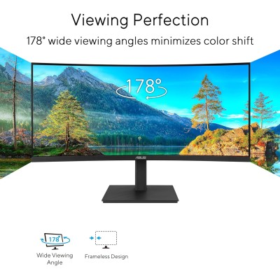 Монітор Asus 34" VA34VCPSR HDMI, DP, USB-C, 3xUSB, RJ-45, MM, VA, 3440x1440, 21:9, 100Hz, 4ms, CURVED, AdaptiveSync, HAS (90LM08