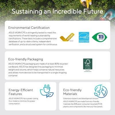 Монітор Asus 34" VA34VCPSR HDMI, DP, USB-C, 3xUSB, RJ-45, MM, VA, 3440x1440, 21:9, 100Hz, 4ms, CURVED, AdaptiveSync, HAS (90LM08