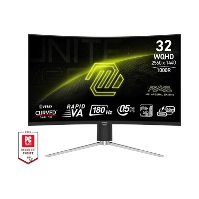 Монітор MSI 31.5" 325CQRF-QD-E2 2xHDMI, DP, USB-C, 2xUSB, VA, 2560x1440, 180Hz, 0.5ms, sRGB 141%, CURVED, AdaptiveSync, HAS (9S6