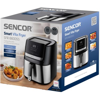 Мультипіч Sencor Vita Fryer, 1600Вт, чаша-6,5л, сенсорне керув., 10 програм, пластик, нерж. сталь-чорний (SFR6600SS-EUE3)