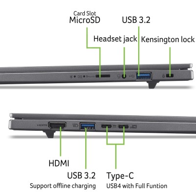Ноутбук Acer Aspire 16 A16-61M 16" WUXGA+ OLED, AMD R5-340, 16GB, F1TB, UMA, Lin, сірий (NX.JS3EU.002)