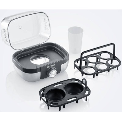 Яйцеварка Severin 420Вт, механічне керування, на 6 яєць, звуков., сигнал, пластик, сіро-чорний (EK3169)