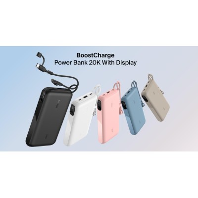 Акумулятор портативний літій-іонний Power Bank Belkin 20000мА·год, 20Вт, з дисплеєм, чорний (BPB028HQBK)