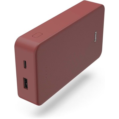 Акумулятор портативний літій-іонний Power Bank Hama 20000 мА·год, USB-C, USB-A, red (00201717)